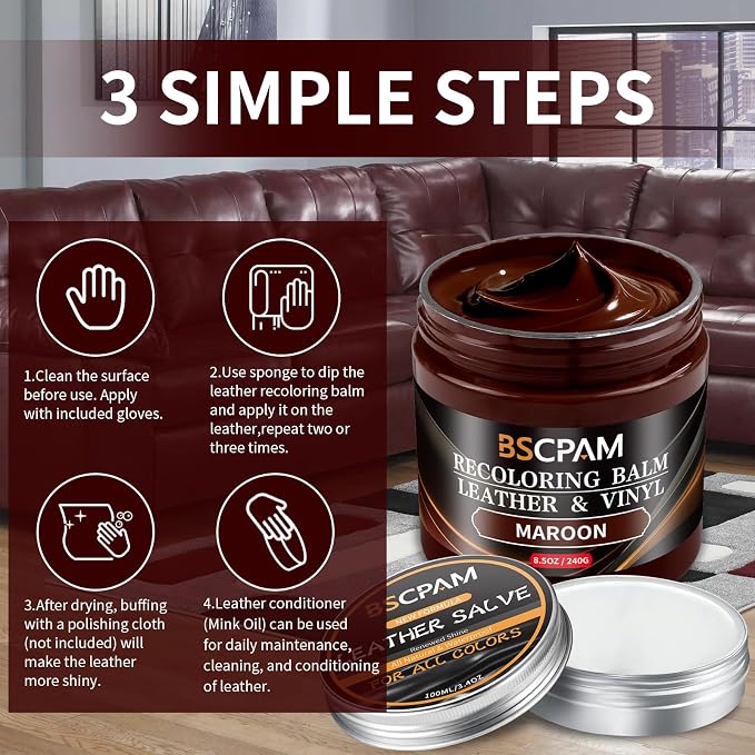 Maroon Leather Recoloring Balm - Image 5