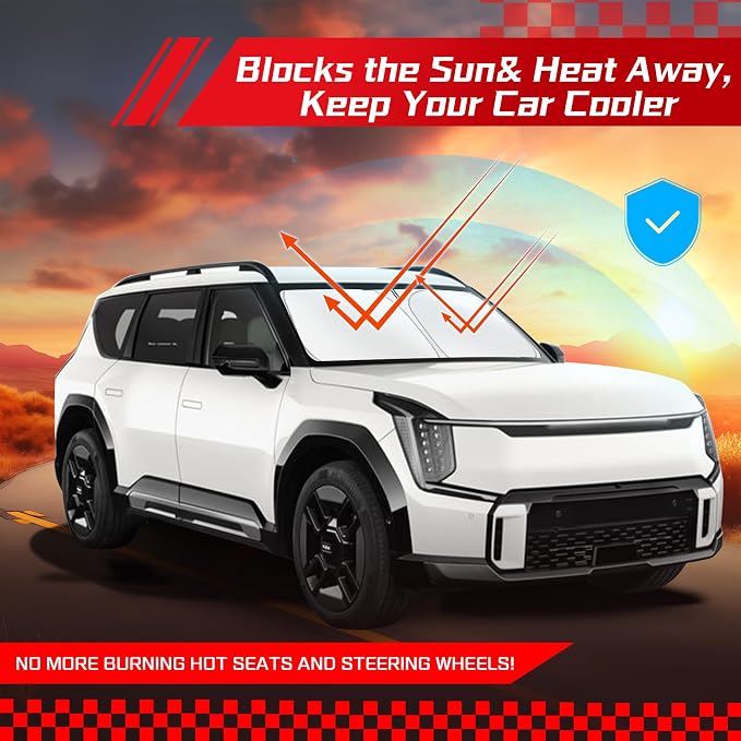 ARISMOTOR Windshield Sun Shade for Kia EV9 2024-2025, Custom Fit Foldable Front - Image 7