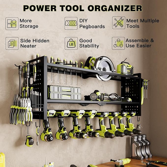 Power Tool Organizer Wall Mount, Cordless Drill Hanger Storage Rack 8 Drill - Image 2