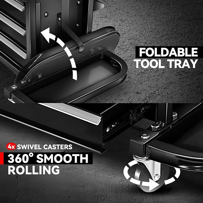 Auto Dynasty 3-Drawer Mechanic Rolling Seat, 350 LBS Capacity Roller Garage - Image 4