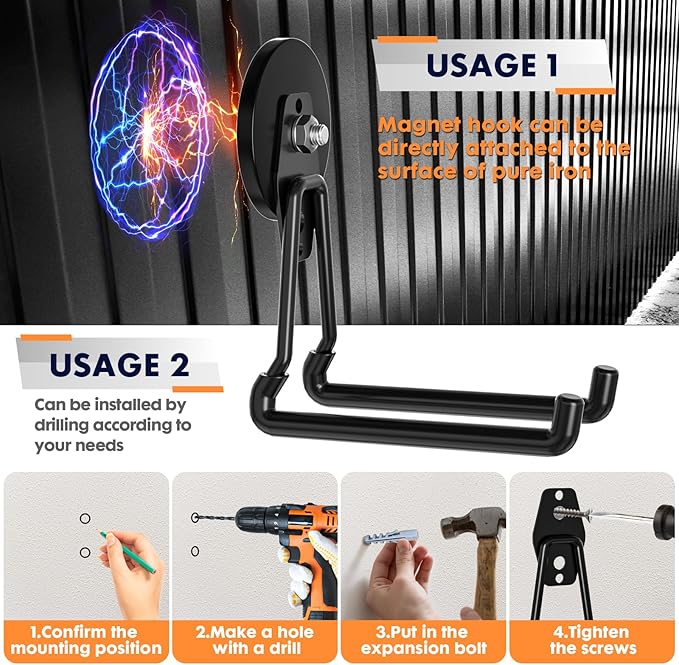 Heavy Duty Storage Magnetic Utility Hooks Large Garage Magnet Hooks - Image 4