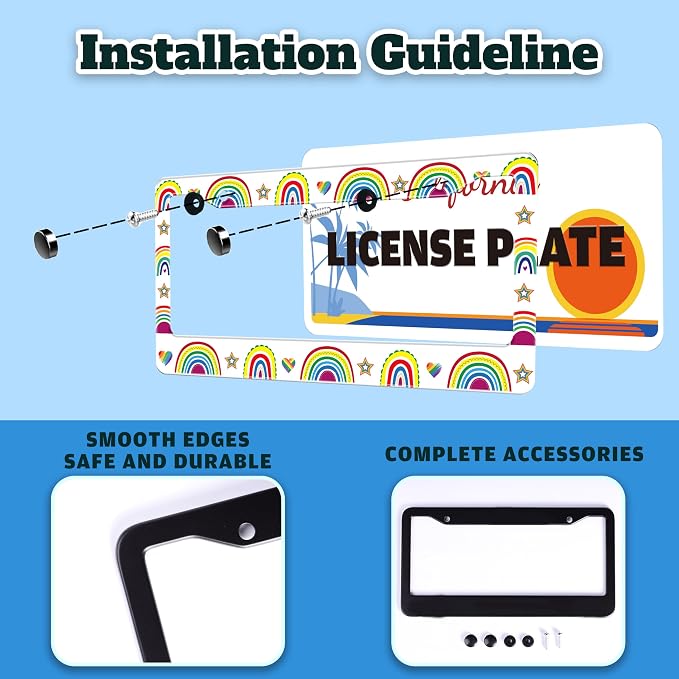 Gay Rainbow License Plate Frame Pride License Plate Holder Cartoon - Image 4