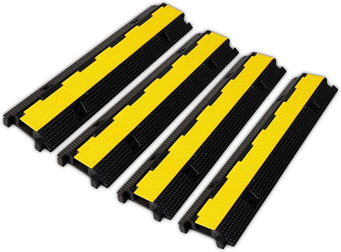 4 Pack Rubber Cable Ramp Hose Cable Protector Ramp 1 Channel 22000Lbs Load by F+COME