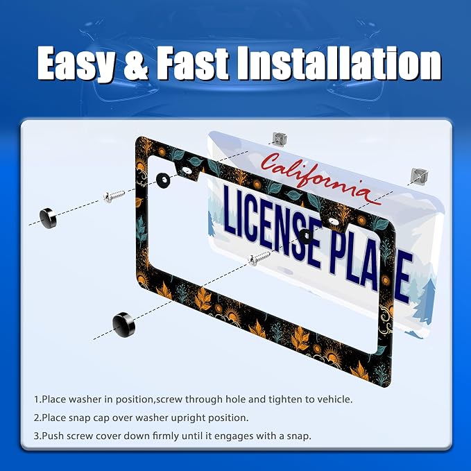 Galaxy License Plate Frame Colorful Starry Sky License Plate Stainless Steel - Image 3