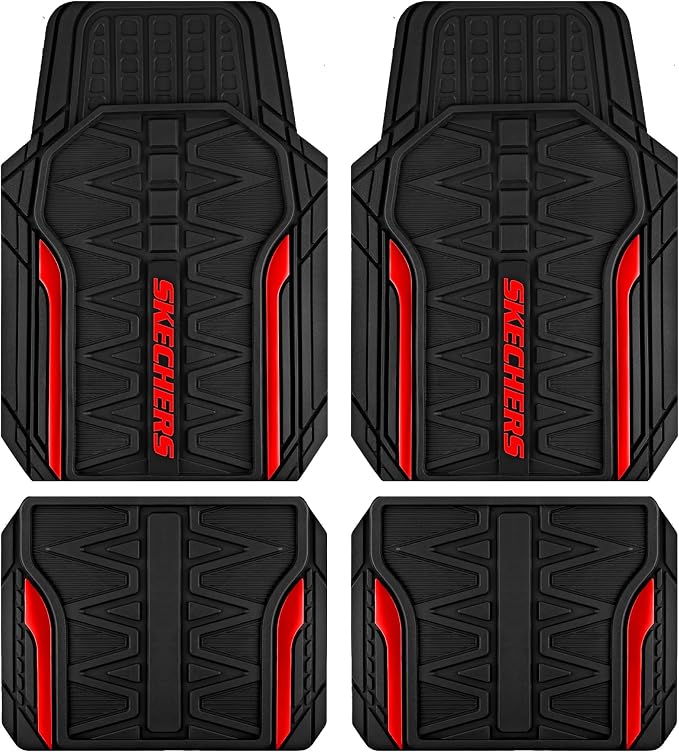 Skechers Car Floor Mats, Heavy Duty Rubber Car Mats Full Set, All Weather Floor by Skechers