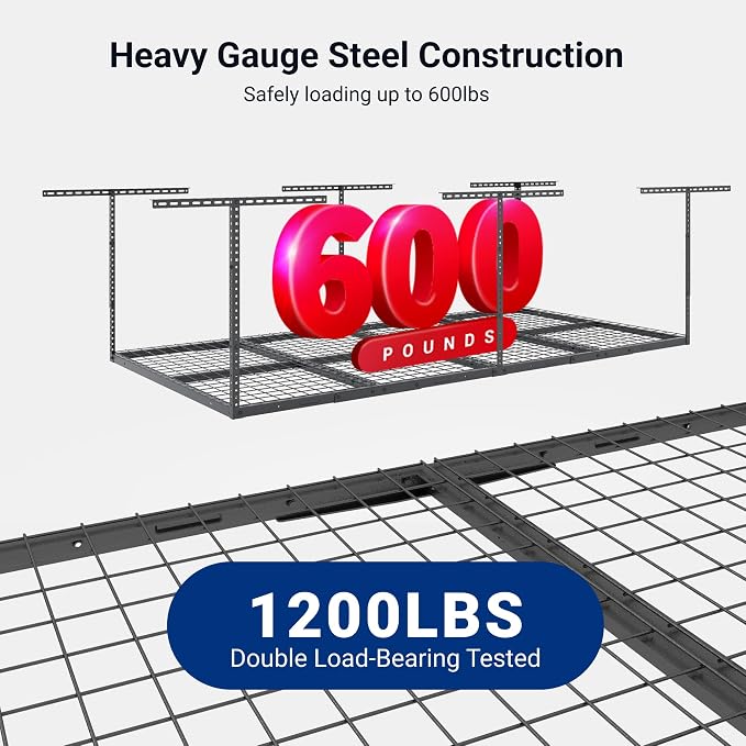 FLEXIMOUNTS 4x8 Overhead Garage Storage Rack, Adjustable Organization System - Image 3