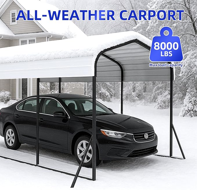 10x15 Metal Carport with Base Fixings Heavy Duty Garage Outdoor Chrome Plated - Image 7