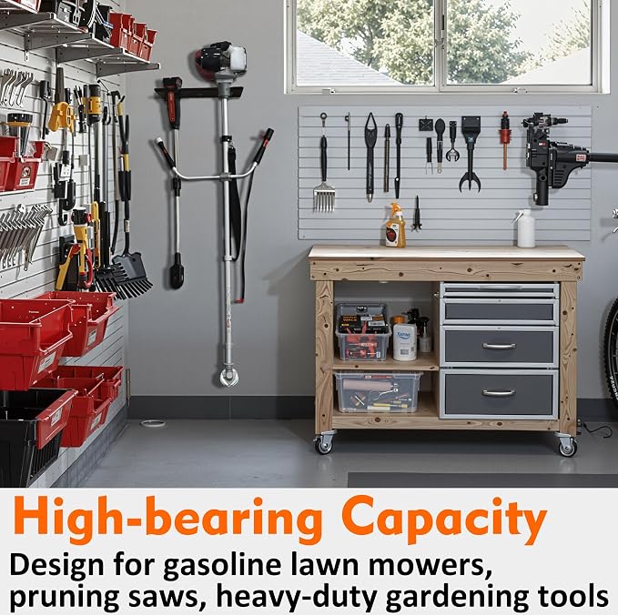 MUTUACTOR Heavy Duty Weed Eater Hanger, Large Opening Garage Organizer - Image 3