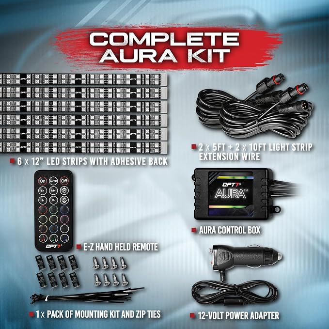 OPT7 Aura Double Row Car LED Lights Interior 6pc - Image 6