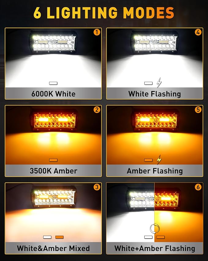 NAOEVO 7 Inch LED Light Bar, 2 Leads Wiring Harness Included, Work - Image 2