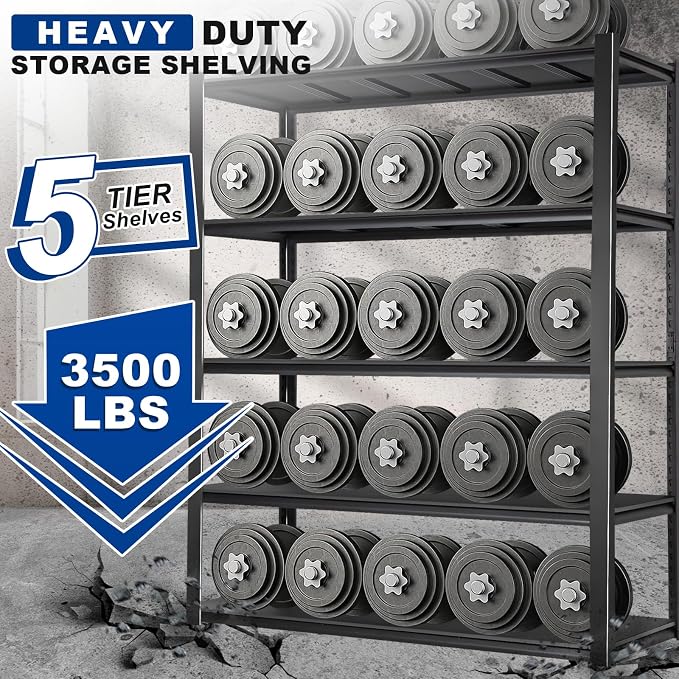 BILT HARD 3500 LBS 48" W x 24" D x 72" H Metal Garage Shelving Unit, 5-Tier - Image 2