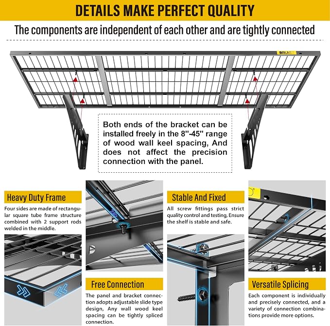 1.64x4ft Adjustable Rail Wall Garage Storage Shelf, - Image 6