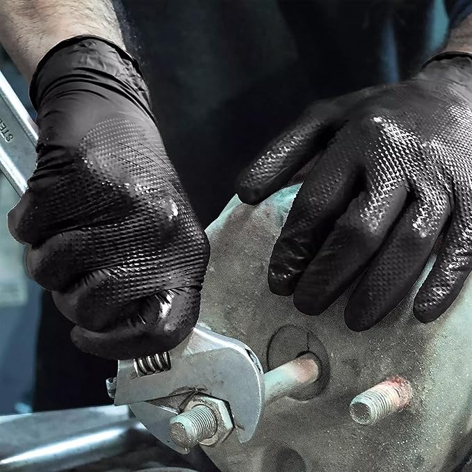 TitanFlex Thor Grip Heavy Duty Black Industrial Nitrile Gloves - Image 8
