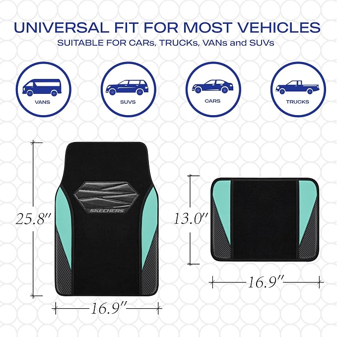 Skechers Car Floor Mats, Waterproof Universal Fit Car Mats, Faux Leather Car - Image 6