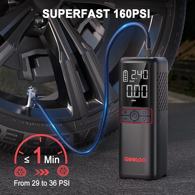 GOOLOO GT160 Tire Inflator Portable Air Compressor, 160PSI Portable Air Pump - Image 2