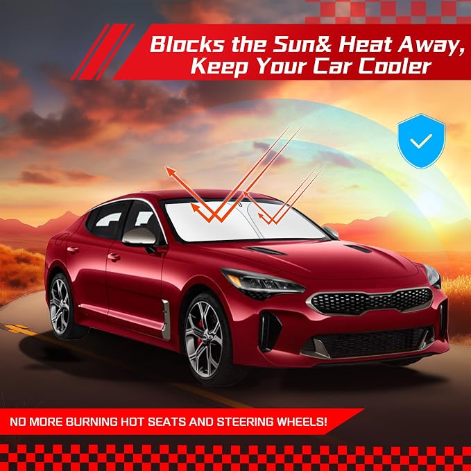 ARISMOTOR Windshield Sun Shade for Kia Stinger 2018-2023, Custom Fit Foldable - Image 7
