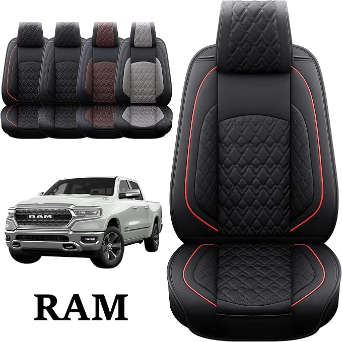 JOJOBAY Car Seat Covers for Dodge Ram 2 Pcs Front, Fit Ram 2009-2025 - Image 3