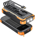 Solar Charger Power Bank, 40000mAh Portable Phone Charger Built in 4 Cables by MinrisePortableCharger
