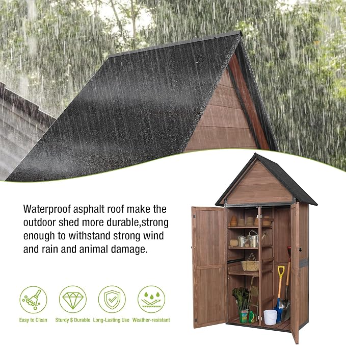 Outdoor Storage Shed Cabinet Strong Iron Frame Surrounding Garden Tool Storage - Image 4