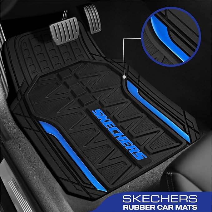 Skechers Car Floor Mats, Heavy Duty Rubber Car Mats Full Set, All Weather Floor - Image 2