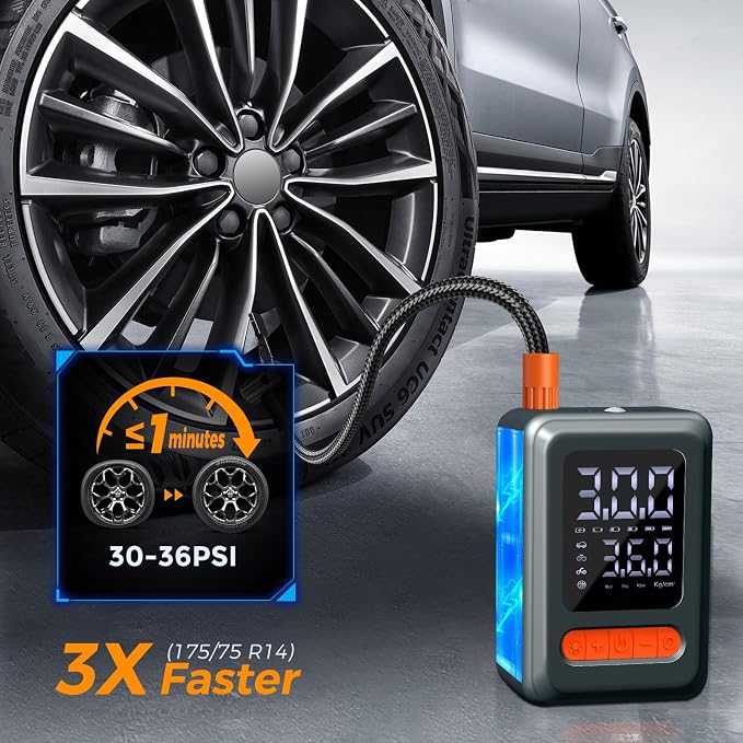 Tire Inflator Portable Air Compressor, 150 PSI Cordless Mini Bike Tire Pump - Image 2