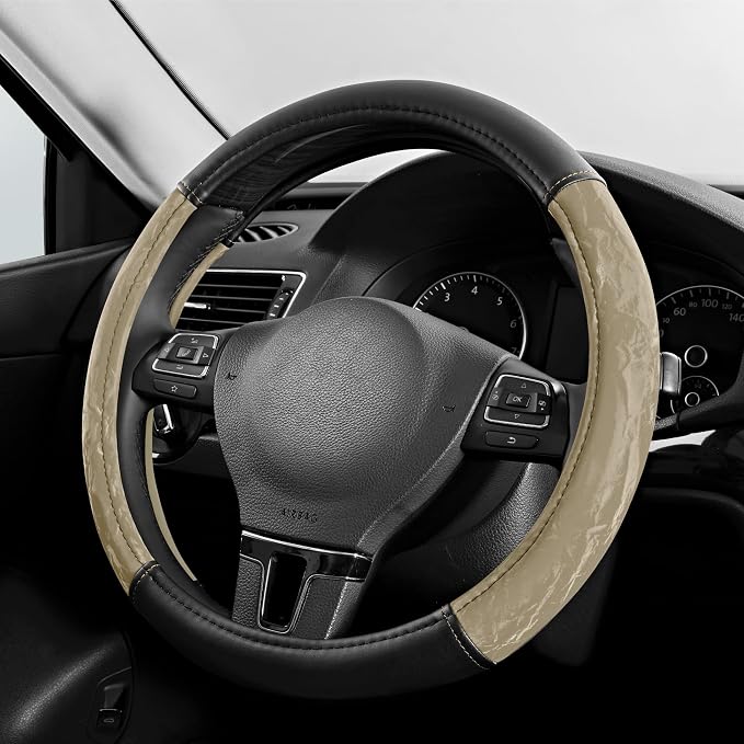 PIC AUTO Steering Wheel Cover, Silk Grain Leather Car Steering Wheel Protector by PICAUTO