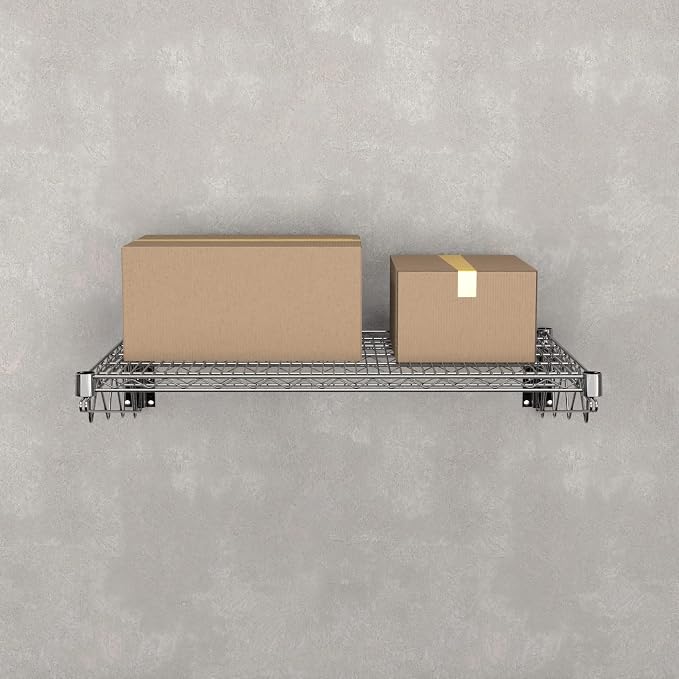 24" x 36" Chrome Wire Wall Mount Shelf - Image 2