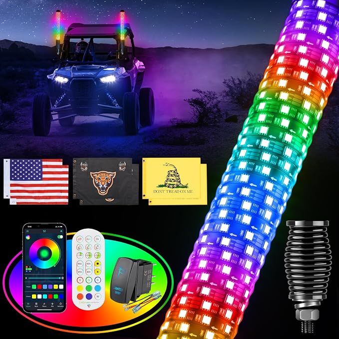 2FT Fat Whip Lights for UTV ATV by Ehaho