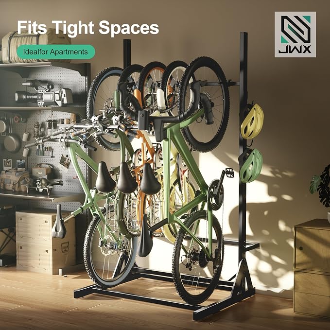 JWX Freestanding 5 Bike Rack, Heavy Duty Floor Bike Stand - Image 3