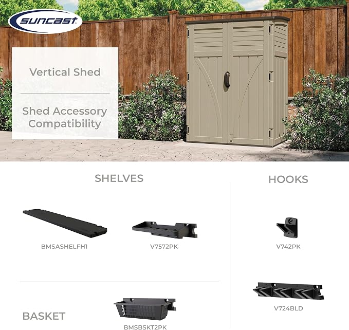 Suncast 54 Cubic Feet Vertical Storage Shed - Image 8