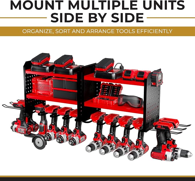 Power Tool Organizer-6 Drill Holder Wall Mount, 3 Tier Heavy-Duty Hand Tool - Image 3