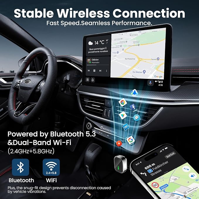 Wireless CarPlay Adapter, 2-in-1 Apple CarPlay & Android Auto Wireless Adapter - Image 4