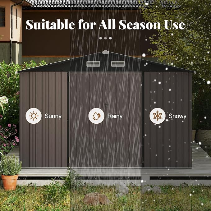 Goplus 10 x 14 FT Outdoor Storage Shed, Large Garden Tool House w/Improved - Image 4