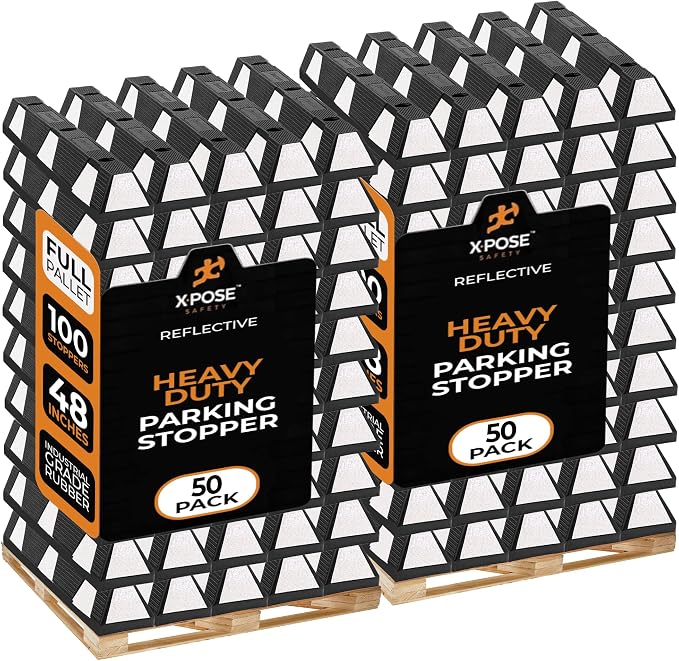 Xpose Safety 72" Heavy Duty Rubber Parking Stopper – Bulk 2 Full Pallets 100 by XposeSafety
