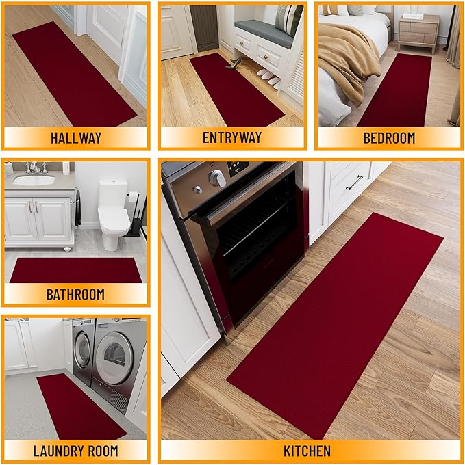 Ottomanson Hallway Runner Rug 20" x 59" Non Slip Solid Area Rugs Easy to Clean - Image 3