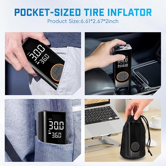 Tire Inflator Portable Air Compressor, 150PSI Cordless Air Pump - Image 8