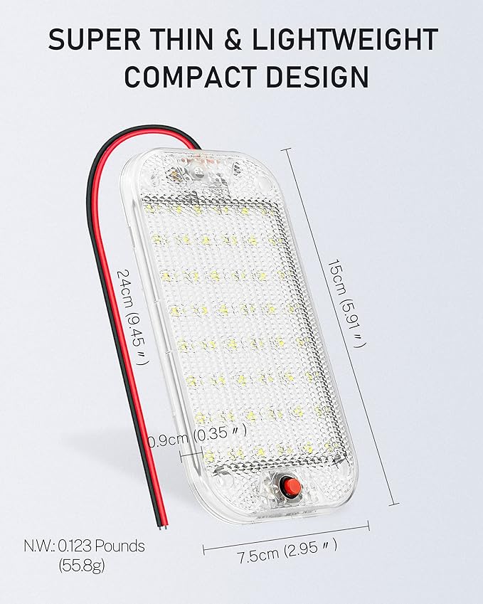 Dome Light for RV Interior, 48LED 800LM Ultra Bright 12 Volt LED White Lights - Image 3