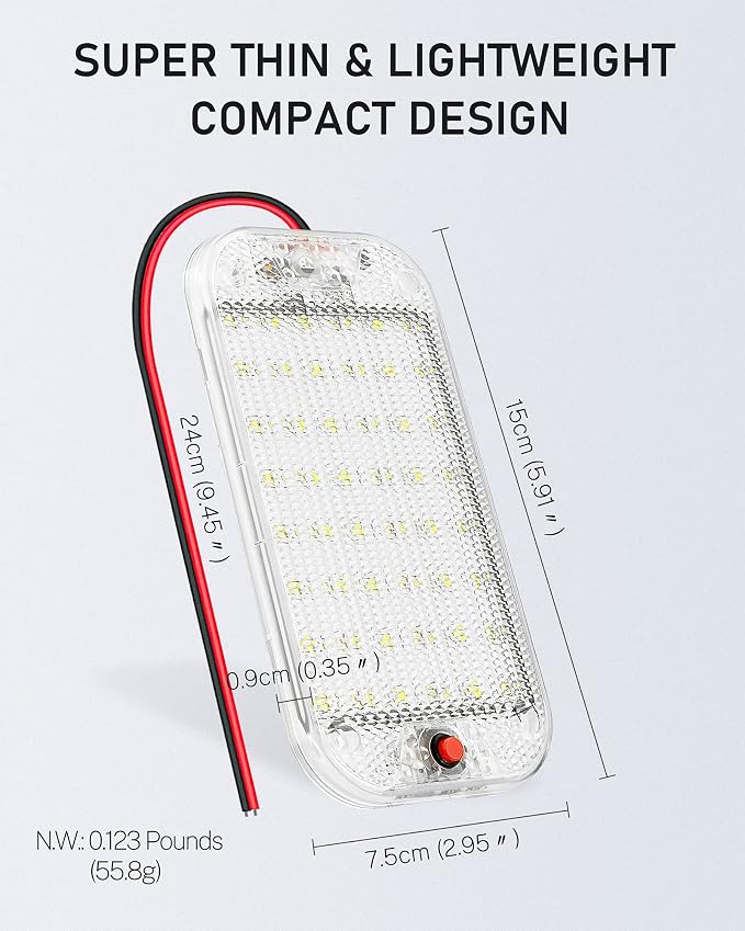Dome Light for RV Interior, 48LED 800LM Ultra Bright 12 Volt LED White Lights - Image 3