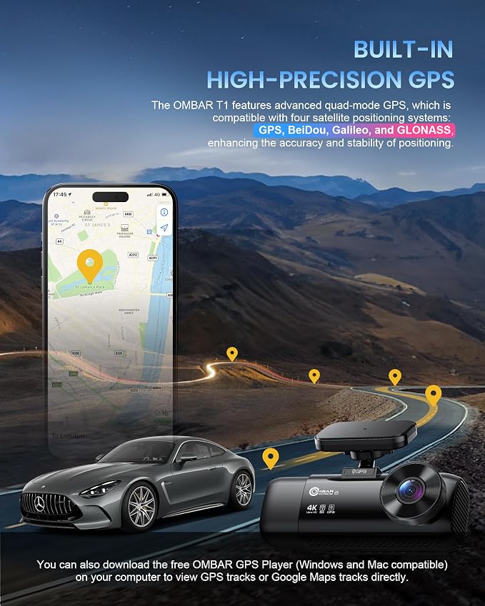 OMBAR T1 4K 3 Channel Dash Cam, STARVIS 2 IMX678 Sensors, Free 128GB Card - Image 7