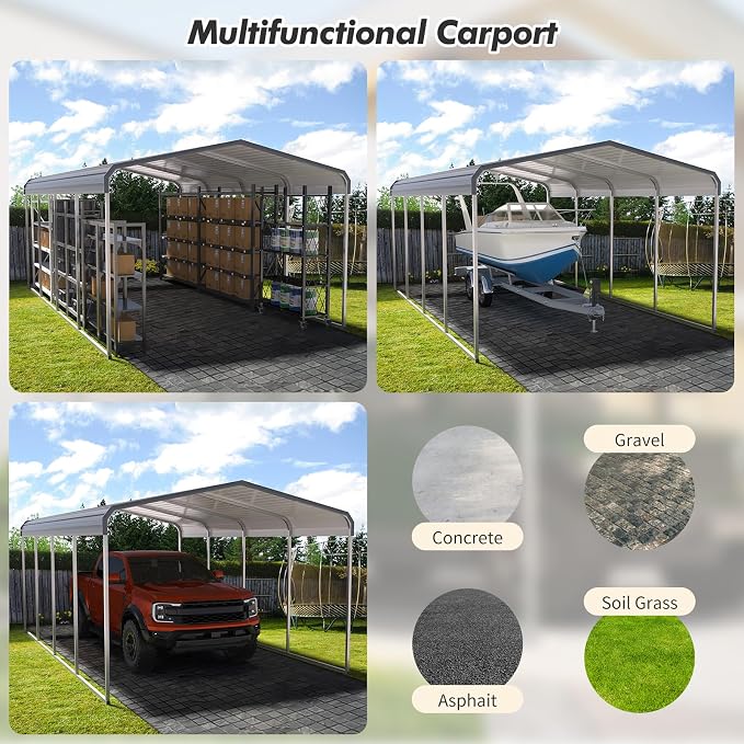 Carport Canopy 12x20 FT Heavy Duty Metal Carport Kit – Outdoor Portable Garage - Image 3