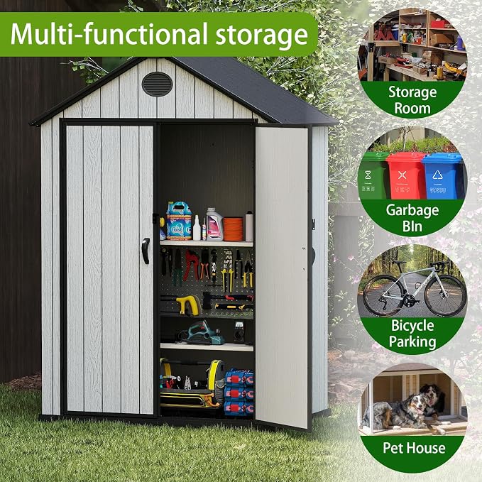 6 x 4 FT Shed Resin Outdoor Storage shed, 230 cuft Plastic Shed - Image 6