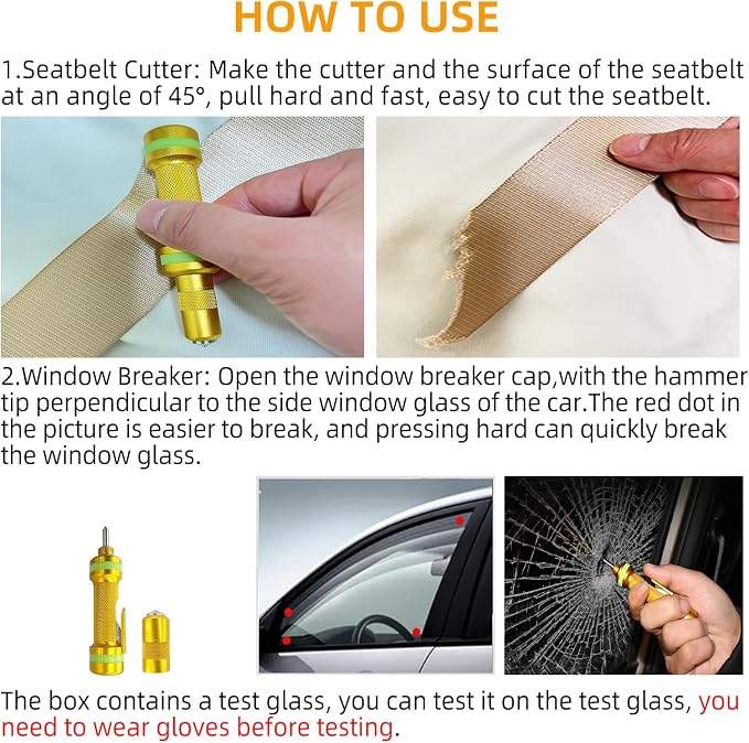 Allelic Car Window Breaker Tool, Window Breaker Seatbelt Cutter, Window Breaker - Image 5
