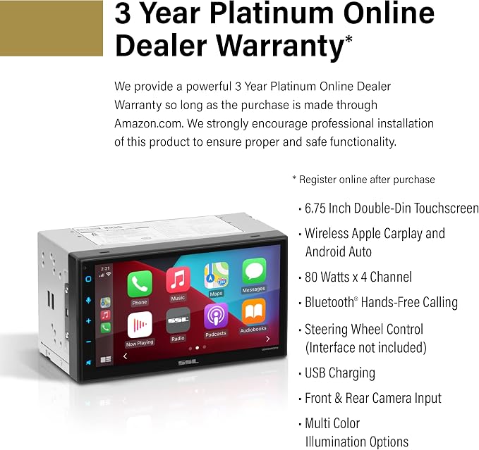 Sound Storm Laboratories DD999ACPW Wireless Apple CarPlay Android Auto Car - Image 2