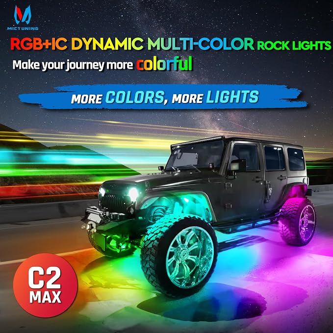 MICTUNING C2 Max RGB+IC Chasing Color LED Rock Lights - Image 2