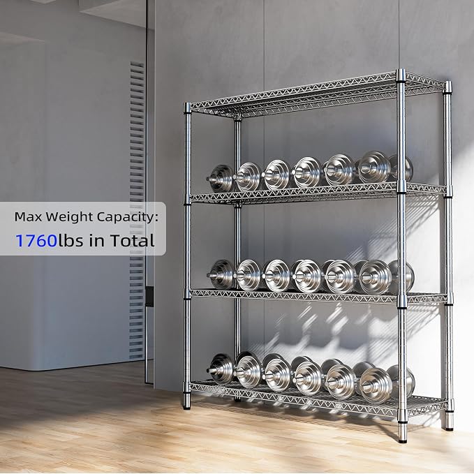 1760 LBs 4 Tier Storage Rack Metal Wire Shelving Unit, Storage Standing Shelf - Image 6