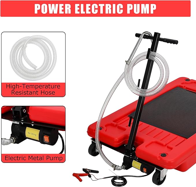‌17 Gal Electric Oil Drain Pan, Low Profile Mobile Oil Changing Pan - Image 2