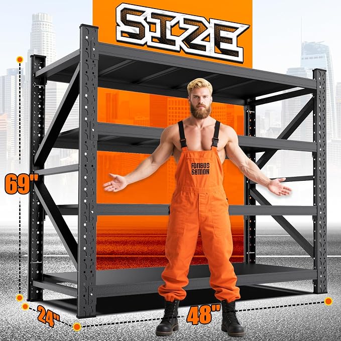 48''W Garage Shelving Heavy Duty, Metal Garage Shelves, 7000LBS Storage Shelves - Image 2