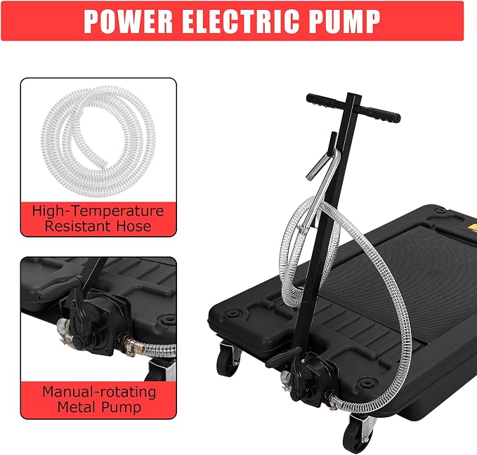 ‌17 Gal Low Profile Oil Drain Pan, Heavy Duty Mobile Oil Changing Pan - Image 2