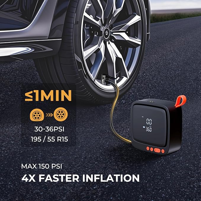 AP22 Tire Inflator Portable Air Compressor, 150 PSI Faster Inflation Cordless - Image 3