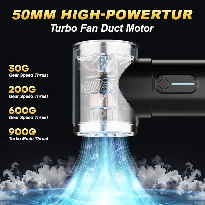 Oversize Turbo Dryer Blower for Car & Yard, 600W&50MM Cordless Electric Leaf - Image 2